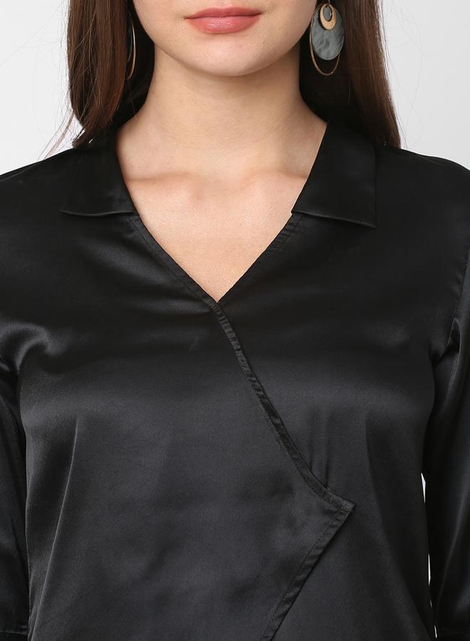 ميش بلوزة ساتان بنمط لف - Image 1